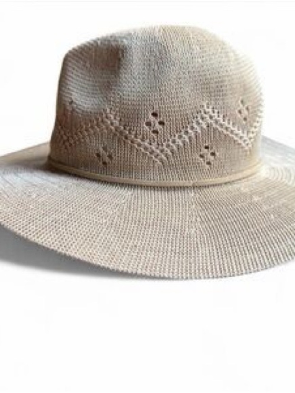 Free People Beige Crochet Wide-Brim Fedora